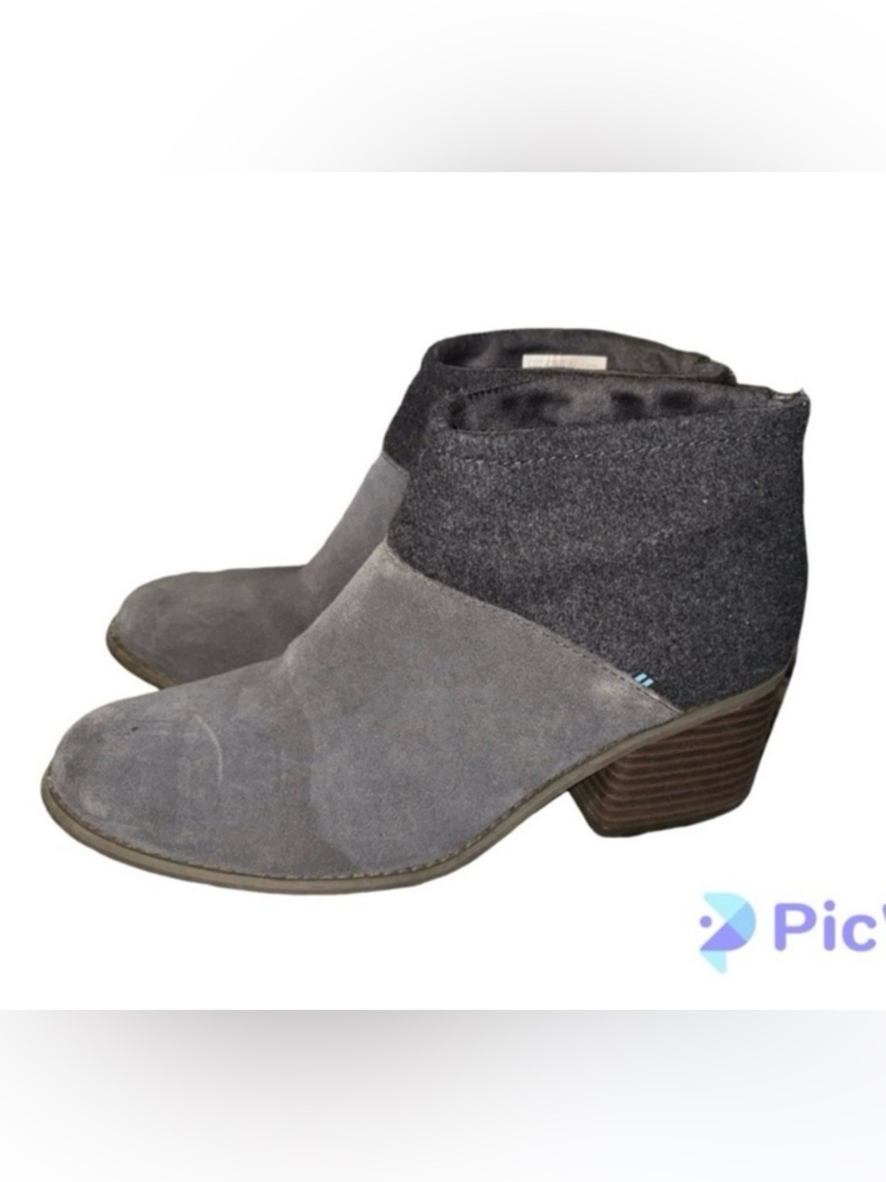 Toms Lacy Grey Suede Wool Booties 8